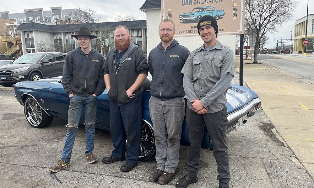 Dan’s Classics staff, from left to right: Aleks Pravdic, John Engstrom, Dan Classic’s owner Dan Turvey and Abery Burr. (Nick Ulanowski / H-F Chronicle)