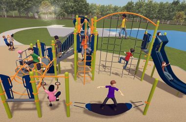 A photo of an artist's rendering of new playground equipment for Pheasant Trails Park that the Homewood-Flossmoor Park District agreed to purchase. At its May 20 meeting the board also approved new equipment for Scandia Park and Goldberg Park. (Marilyn Thomas/H-F Chronicle)