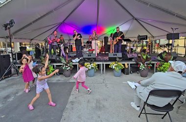 Not My Dad has youngsters rocking early in the band's set on Friday, June 6. (Eric Crump/H-F Chronicle)