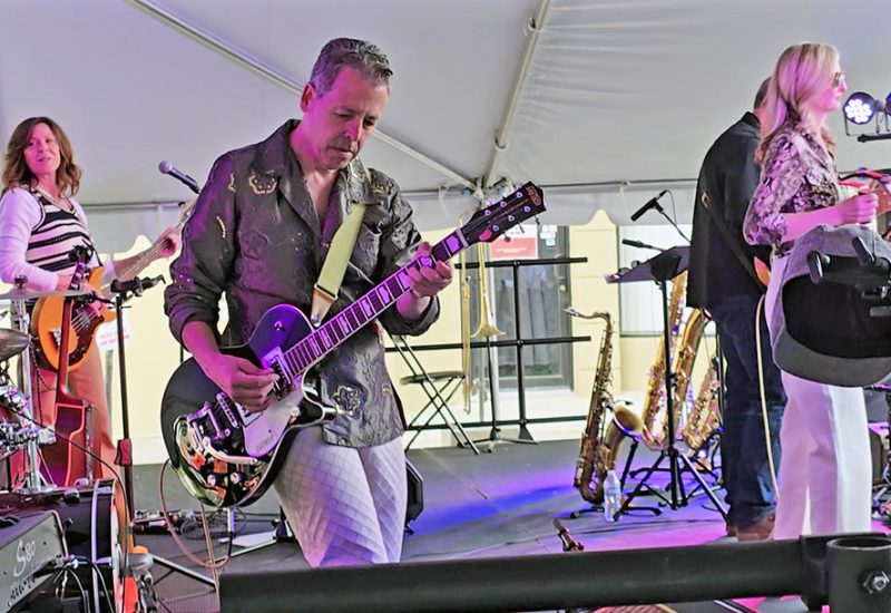 From left, Laura Elfner on bass, Billy Villareal on guitar, Matt Epperson on guitar and Kristy Venegas on vocals during the Not My Dad set at the Homewood Art & Garden Fair. (Eric Crump/H-F Chronicle)