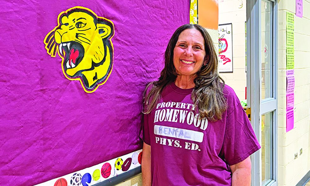 Marci Breed has done a lot of pushups over her long career as a physical education teacher. She’s retiring after 35 years as a PE teacher, 31 of those at James Hart. (Marilyn Thomas/H-F Chronicle)