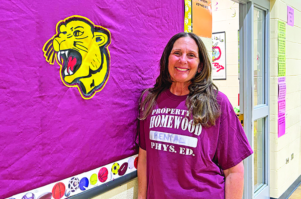 Marci Breed has done a lot of pushups over her long career as a physical education teacher. She’s retiring after 35 years as a PE teacher, 31 of those at James Hart. (Marilyn Thomas/H-F Chronicle)