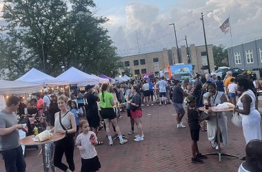 Community gathers in downtown Homewood’s Martin Square for Rock the Block, a Homewood block party organized by the Village of Homewood on the evening of Thursday, June 26. (Nick Ulanowski / H-F Chronicle)