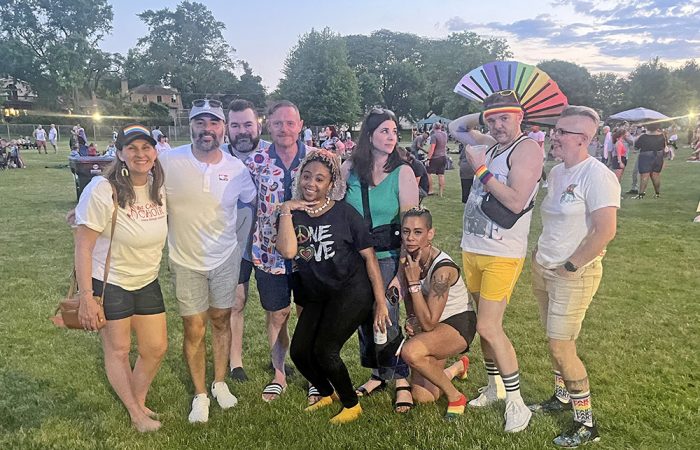 Flossmoor Arts Council Director Troy Holmes, fourth from left, with his friends at Homewood-Flossmoor Pride Fest. (Nick Ulanowski/H-F Chronicle)