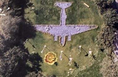 The memorial garden was created in the shape of the C-47 in the spot where it crashed in 1944. (Photo courtesy of Greg and Nancy Voll)