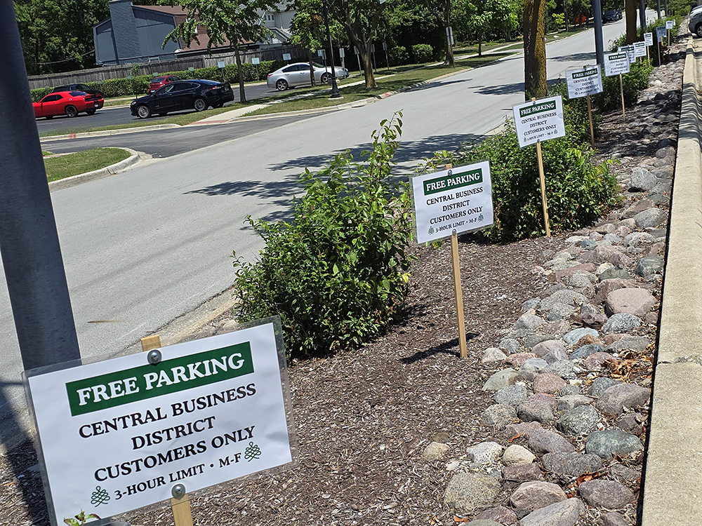 Designated parking spots in the north commuter lot will be available to the public for free three-hour parking during the streetscape project. (Eric Crump/H-F Chronicle)
