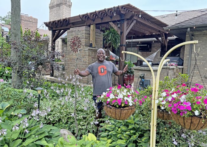 Garden Walk Darryl Johnson_web Darryl Johnson of Olympia Fields has been creating his lush hosta garden for more than a decade. (Marilyn Thomas/H-F Chronicle)