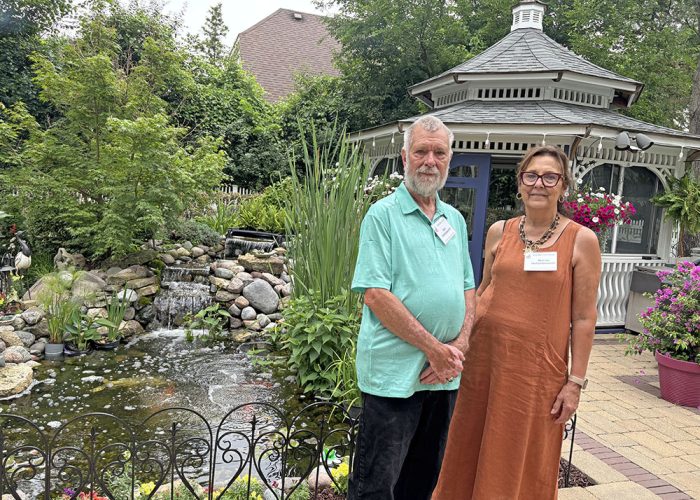 Garden Walk Don & Marcie Hollandsworth_web Don and Marcie Hollandsworth of Flossmoor added this waterfall to their garden. (Marilyn Thomas/H-F Chronicle)