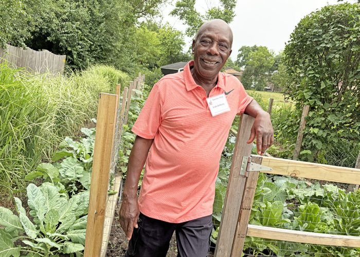 Garden Walk Irvin Anthony_web Irvin Anthony stands in his vegetable garden. He shares his bounty with his Flossmoor neighbors. (Marilyn Thomas/H-F Chronicle)
