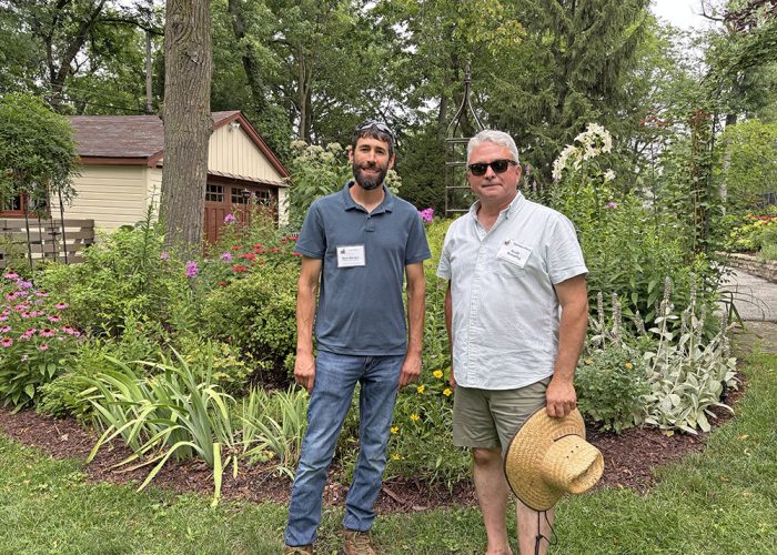Garden Walk Scott Mehaffey_web Homeowner Scott Mehaffey, right, and Village of Flossmoor horticulturalist Dave Becker, stand in Mehaffey's garden. (Marilyn Thomas/H-F Chronicle)