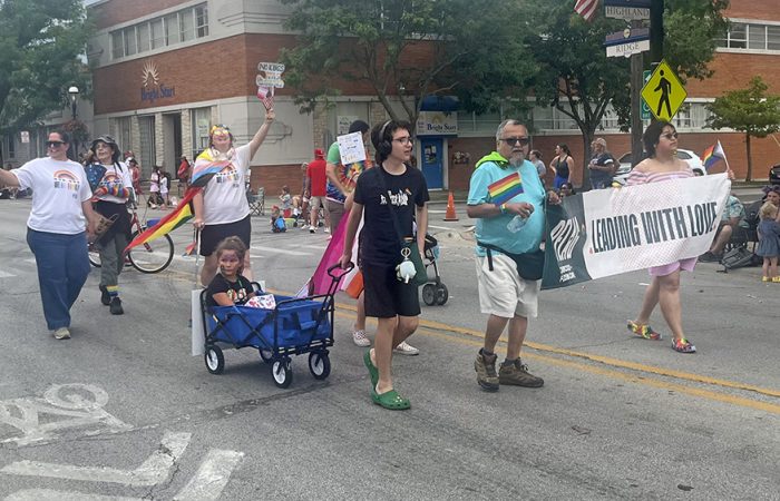 Homewood-Flossmoor PFLAG chapter marches in the Homewood 4th of July parade. (Nick Ulanowski/ H-F Chronicle)