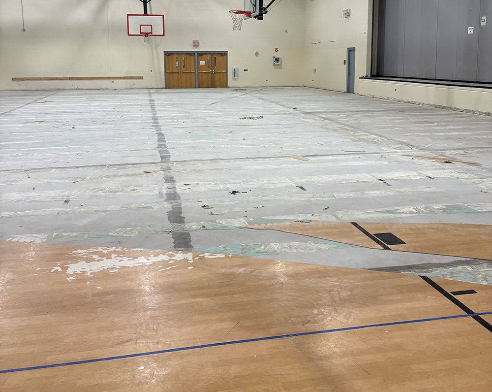 In June the vinyl flooring at the Sports Complex was ripped up and replaced. The project is a joint venture of Homewood School District 153 and the Homewood-Flossmoor Park District which share the facility. (Provided photo)