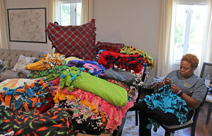 ProjectKennedy_BlanketDrive#6_web Danielle Callahan, a recent breast cancer survivor and new Project Kennedy board member. (Nuha Abdessalam/H-F Chronicle)