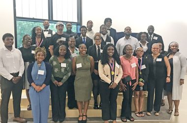 You Matter 2's NextGEN interns pose with judges and You Matter 2 staff on Pitch Day. (Lolita Cusic/H-F Chronicle)