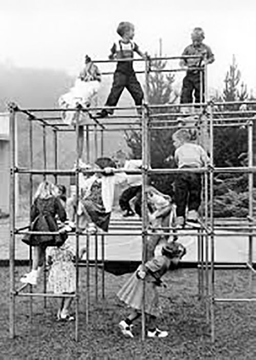 The jungle gym or monkey bars were usually grid-shaped metal aparatus. Modern play equipment still includes climbing features, but they are made of plastic and come in a variety of shapes and sizes. (Provided photo)