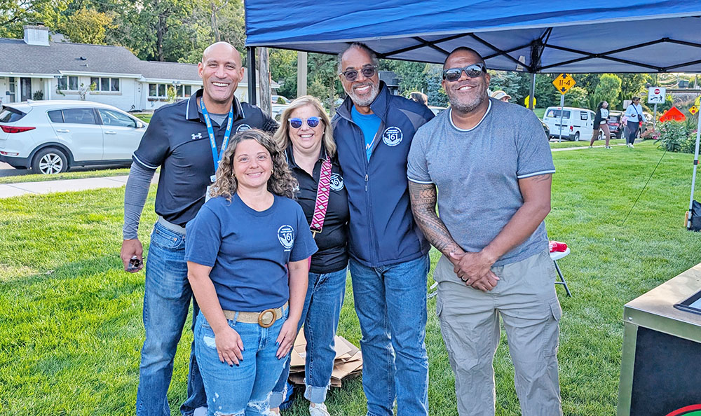 From left, District 161 Superintendent Dana Smith, Board of Education member Christine Vliedstra, Serena Hills School Principal Elizabeth Reich, Board President David Linnear and Board Vice President Theartris Childress III at the 2025 Back-To-School Bash. (Chris Weber/ H-F Chronicle)