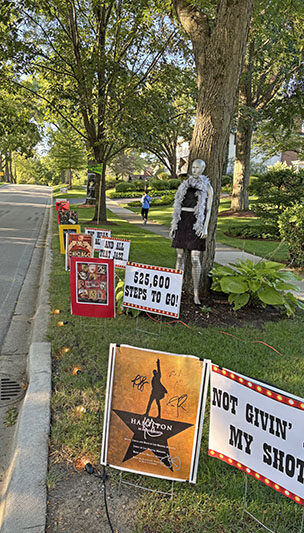 This house on Braeburn Avenue was lined up with posters keeping with the neighborhood theme of Broadway and Hollywood. (Marilyn Thomas/H-F Chronicle)