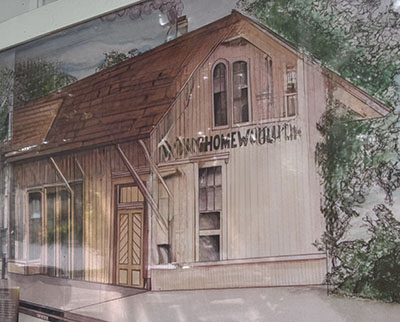 A painting of the original Homewood IC depot by artist Aaron Hicks is prominently displayed at HHS. The depot was built in 1853 approximately where the PACE bus turnaround lot currently is located. It was moved and became Homewood’s first library building in 1923. The structure was torn down in 1962.