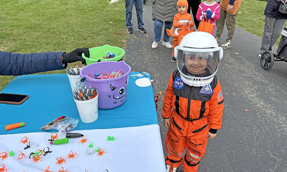 Benjamin Etkberg, 4, of Homewood, could be a future astronaut. He was at the H-F Park District's Trick or Treat Trail on Saturday, Oct. 25. (Marilyn Thomas/H-F Chronicle)