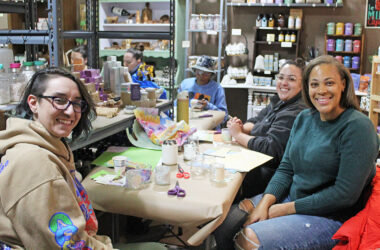 Erica N., Gia Forney, and Celina Cantu met for the first time at the Nov. 9 workshop after seeing the event on Facebook. (Nuha Abdessalam/H-F Chronicle)