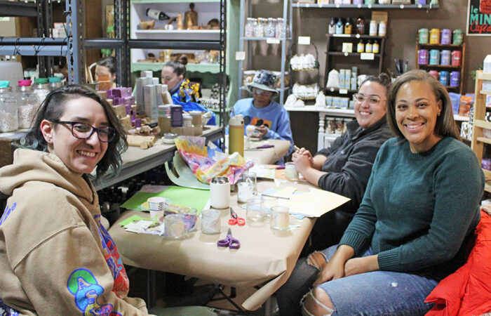Erica N., Gia Forney, and Celina Cantu met for the first time at the Nov. 9 workshop after seeing the event on Facebook. (Nuha Abdessalam/H-F Chronicle)
