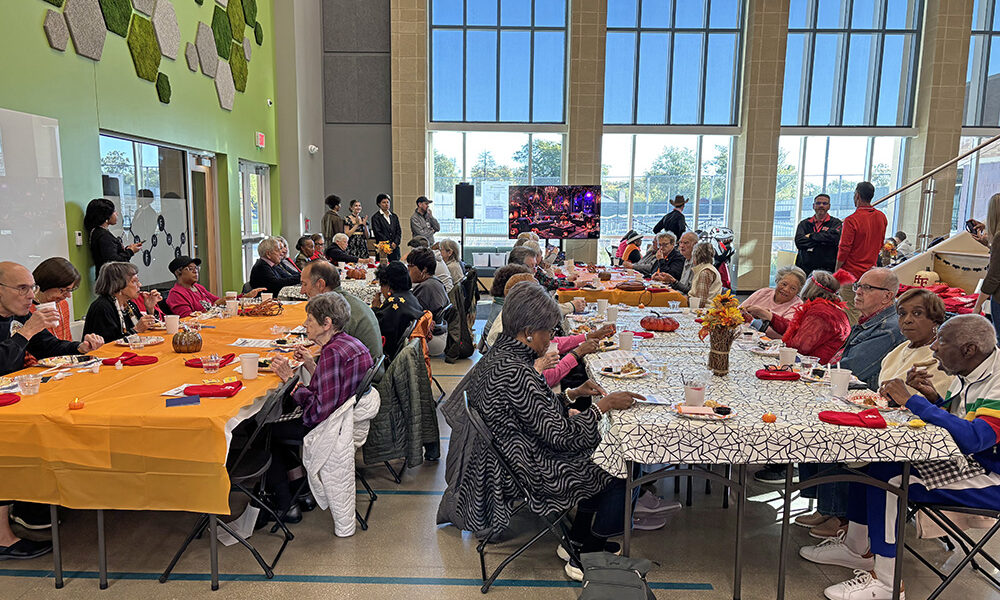 More than 100 senior citizens were guests of Homewood-Flossmoor High School for its annual Seniors Breakfast. The program was in the new Science Wing. (Marilyn Thomas/H-F Chronicle)
