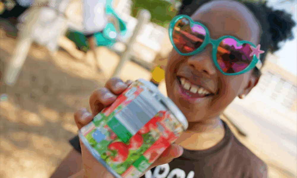 A screenshot from the YouTube video promoting the Western Avenue School canned food drive offers kids, cans and special effects, helping bring attention to the students' project. (Provided photos)