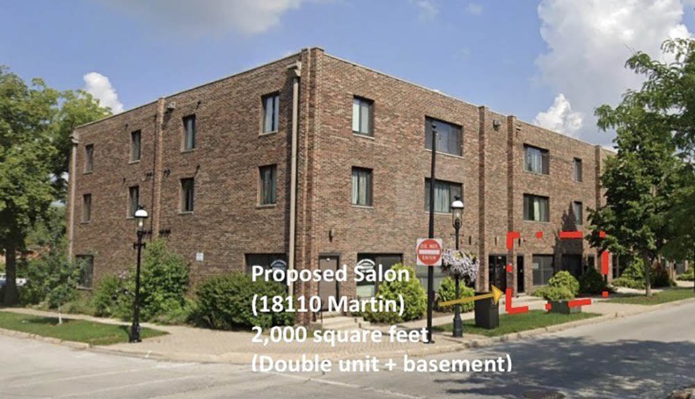 The proposed 2,000-square-foot salon space at 18110 Martin Ave. in downtown Homewood. (Provided Photo)