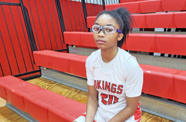 Homewood-Flossmoor sophomore point guard Katelyn Jones "drives the car" for coach Tony Smith and the Vikings. (David P. Funk/H-F Chronicle)