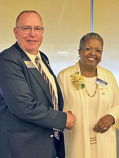 Rotary Club of Homewood President Donna Brumfield is joined by 36-year-member club member Rick Thiernau at a Rotary club event. (Provided photo)