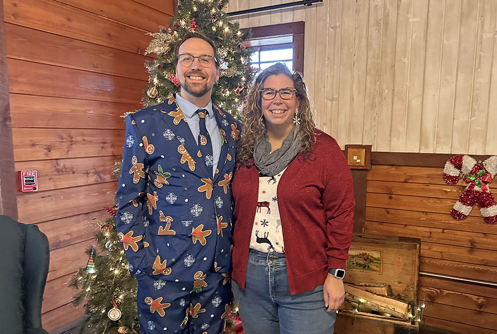 Left to right Zac Kerby and Devin Frendheis, park district staff who help organize the annual Santa's Senior Helpers event. (Jon Bannister/H-F Chronicle)