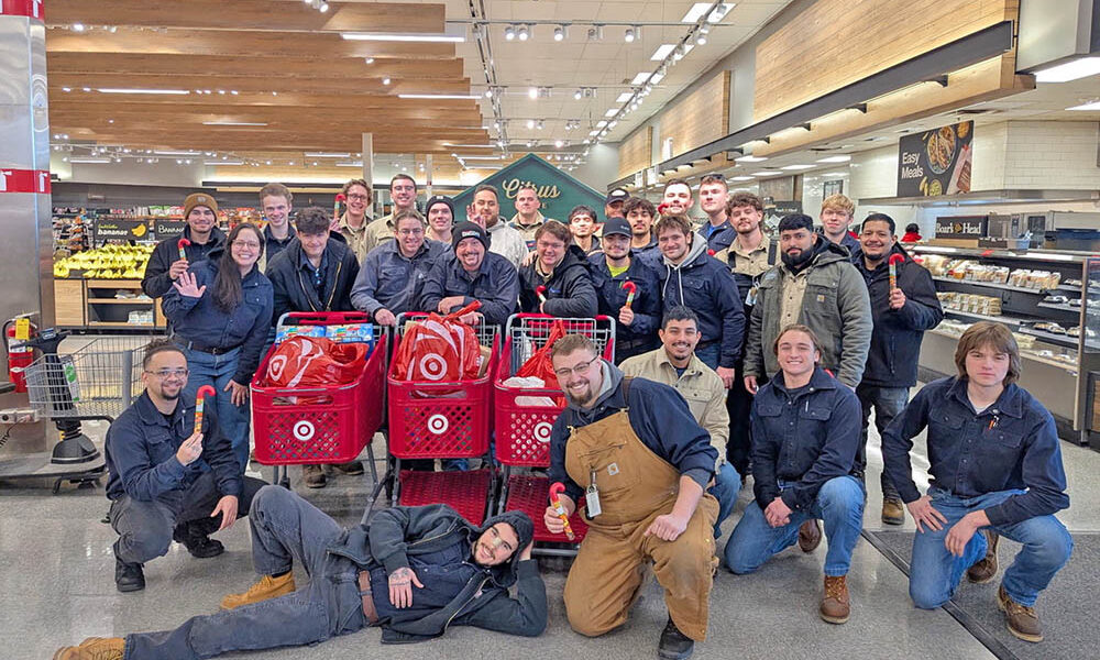 Members of Pipefitters Local 597 during a shopping trip to buy presents for students at Glenwood Academy. (Provided photo)