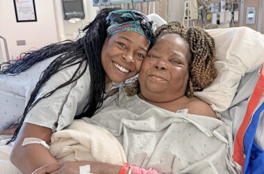 Monica Fox recovers after receiving a kidney transplant in October. Her daughter Olivia, left, donated a kidney for the surgery at UIHealth. (Provided photo)