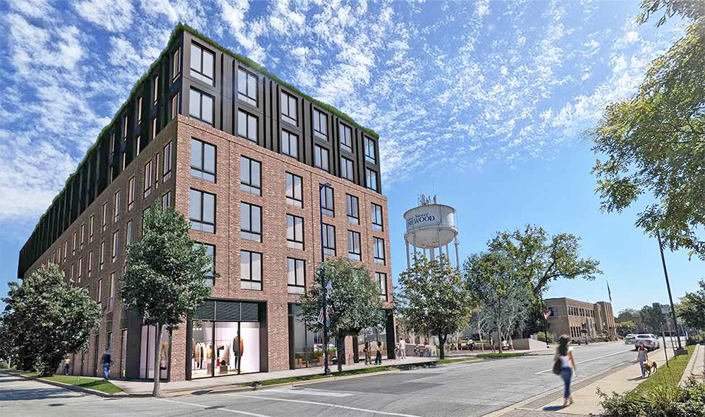 Southland Development Authority, proposes a building with 85 apartments with 2,000 square feet of commercial space on the village hall parking lot site. (Provided image)