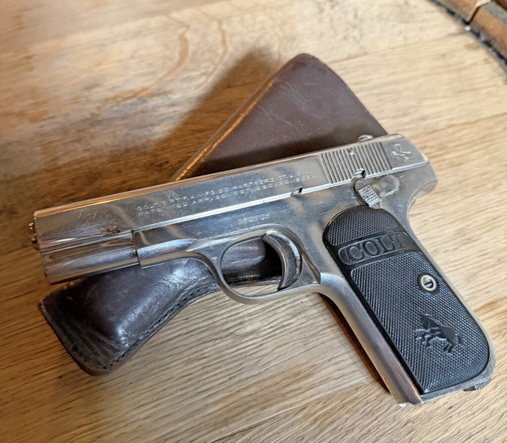 Thornton police respond to the Thornton Distilling Company Jan. 19 after a loaded antique Colt handgun was found within a wall. Officers secured the gun and returned to the distillery owner. (Provided photo)