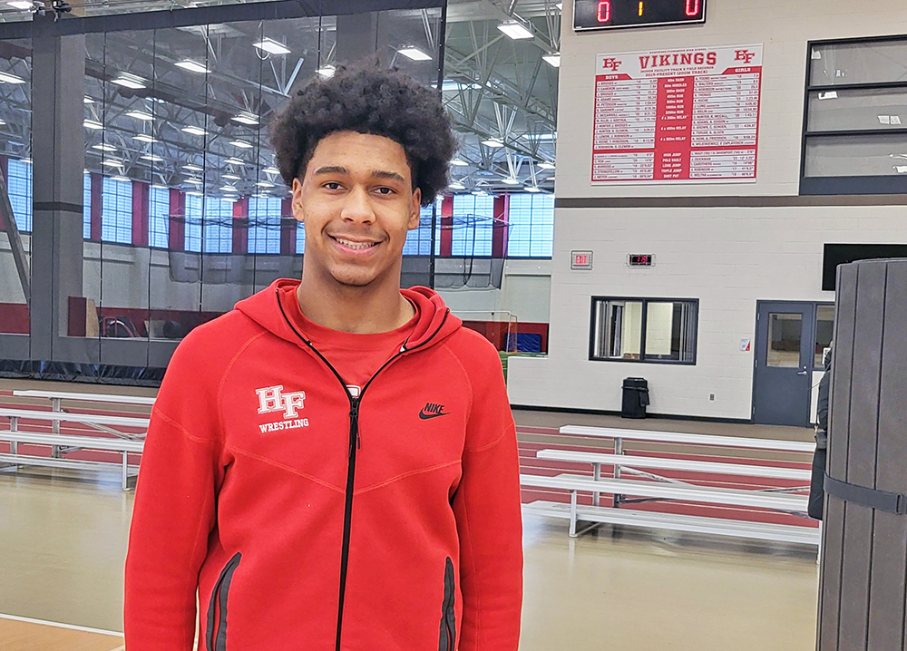 H-F sophomore Xavier Pratt is healthy and hoping his time on the mat helps him grow into a three-sport star for the Vikings. (David P. Funk/H-F Chronicle)