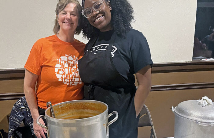 Maureen Mader, left, and Paris Peebles at Soup's on for Equity. (Nick Ulanowski / H-F Chronicle)