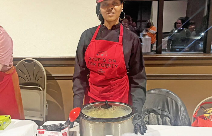 Chef Yvette Zavala at Soup's on for Equity fundraiser. (Nick Ulanowski / H-F Chronicle)