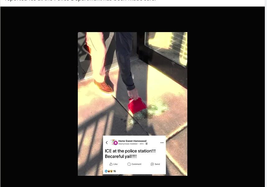 A screen capture of an eight-second video posted by Homewood police on Dec. 19.