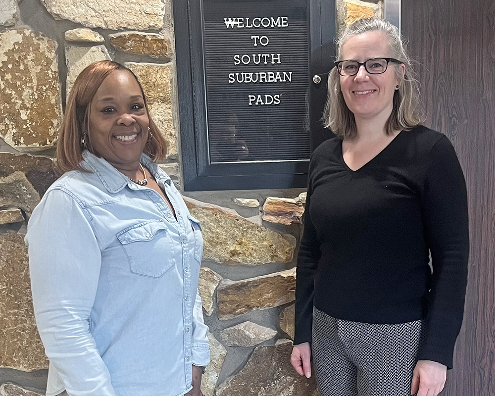 South Suburban PADS Shelters Operation Manager Rashida Hughes, left, and Emergency Shelter Director Courtney Suchor. (Nick Ulanowski / H-F Chronicle)