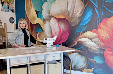 Gypsy Fix owner Morgan Sullins chose her wallpaper on a whim but was inspired to base her entire decorating plan for the store on its bold colors. (Karen Torme Olson/H-F Chronicle)