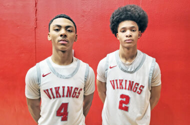 Darrius Hawkins Jr. (left) and Jeff Cade helped Homewood-Flossmoor pull away from Lincoln-Way Central in the fourth quarter on Feb. 3. (David P. Funk/H-F Chronicle)