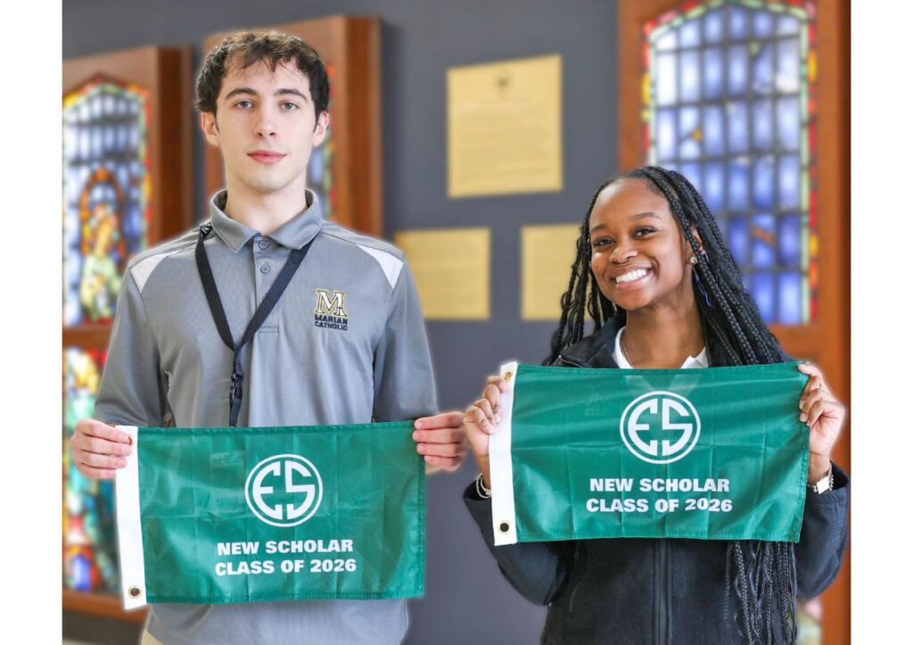 Dominic Pena and Brook Rouse, both Marian Catholic students, earned the prestigious Chick Evans Memorial Scholarship after working as golf caddies. (Provided)