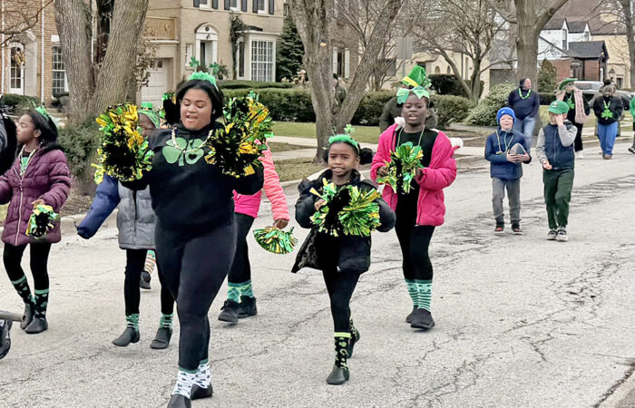 Chicago Southland Cheerettes & Cheeros members perform during the Flossmoor St. Patrick's Day Parade. (Nick Ulanowski / H-F Chronicle)