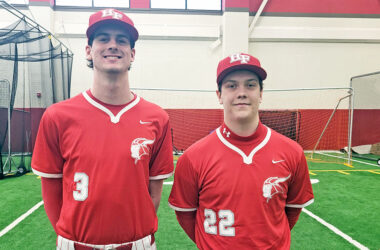 Henry Humes (left) and Cormac Saunders will be Homewood-Flossmoor baseball's big arms this season. (David P. Funk/H-F Chronicle)
