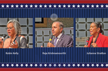 Ten candidates will be on the Democratic Party ballot in the March 17 primary election, but three prominent officeholders have dominated the race so far, including U.S. Rep. Robin Kelly, U.S. Rep. Raja Krishnamoorthi and Lt. Gov. Julianna Stratton. (Eric Crump photos/H-F Chronicle)