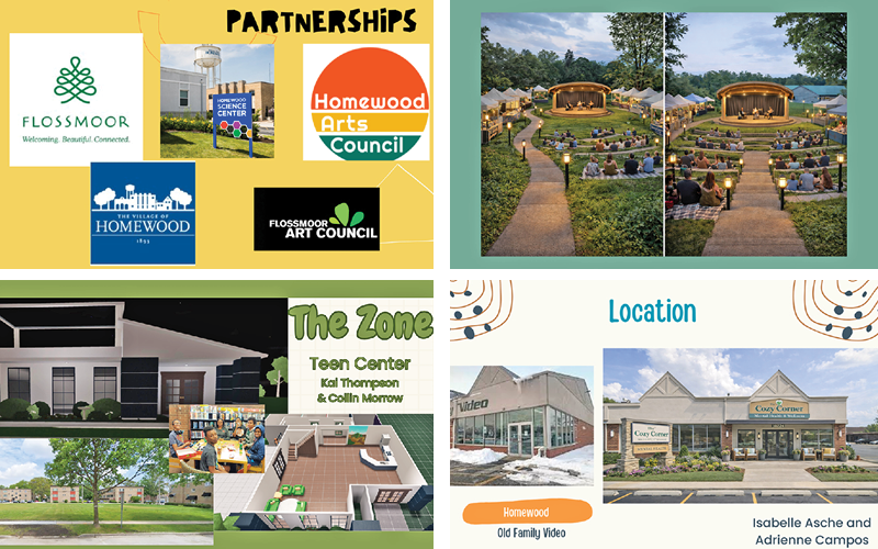 Examples of some of the concepts presented by H-F students in the Design Thinking and Collaborative Arts class. (Provided images)