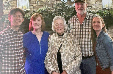 Friends and relatives from all over the US gathered in Crete last November to celebrate Elaine Egdorf’s 90th birthday. From left: grandson Louis Martinez, daughter Jeri Whalen, Egdorf, son Brett, and granddaughter Megan Whalen. (Provided photo)