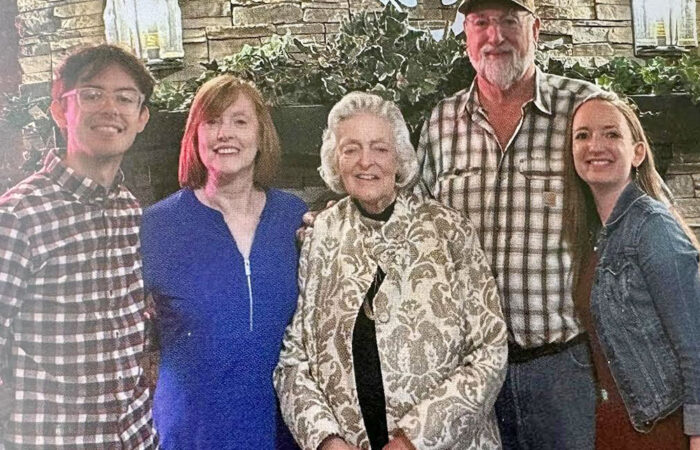 Friends and relatives from all over the US gathered in Crete last November to celebrate Elaine Egdorf’s 90th birthday. From left: grandson Louis Martinez, daughter Jeri Whalen, Egdorf, son Brett, and granddaughter Megan Whalen. (Provided photo)