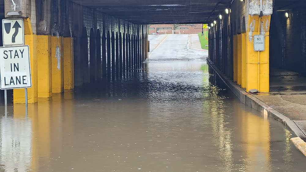 The Dixie Highway viaduct in Homewood is still closed due to high water at about noon on Saturday. (Eric Crump/H-F Chronicle)